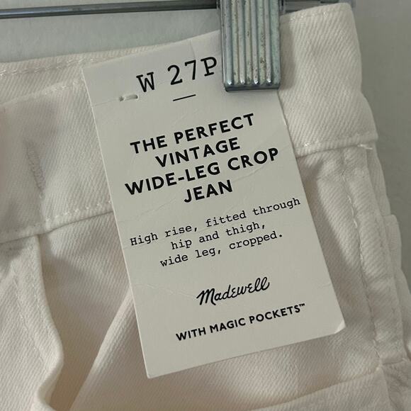 Madewell Women's The Perfect Vintage Wide Leg Crop Jean White 27 P Petite New - Picture 6 of 10